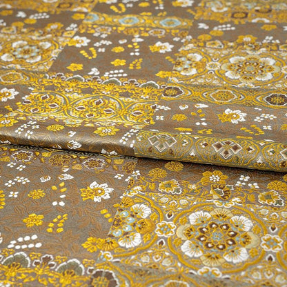 Diamond Floral Medallion Brocade Jacquard Fabric, 3D Ornamental Woven Textile for Qipao, Bags, Crafts and Home Decor
