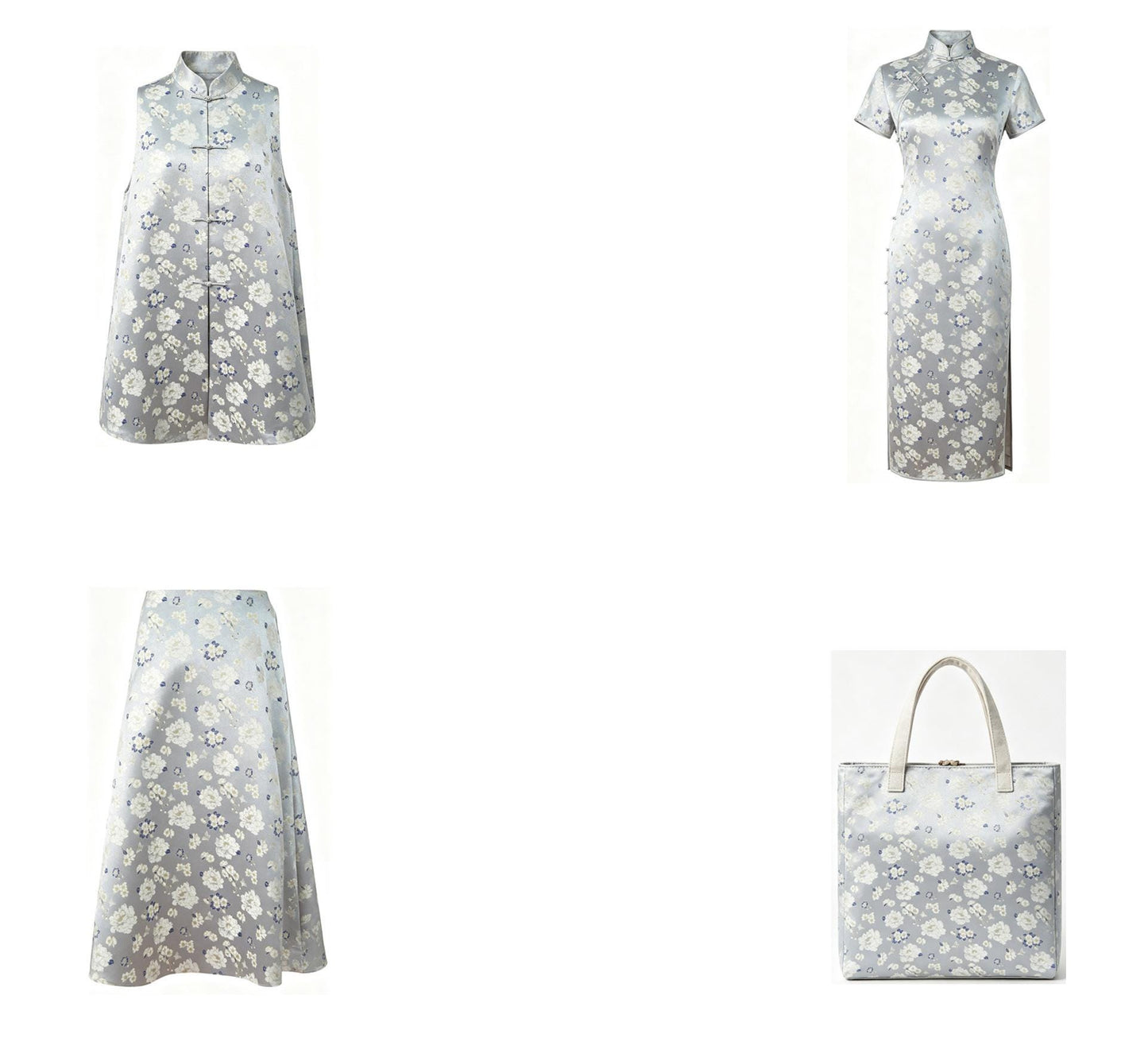 Light Blue Butterfly Camellia Song Brocade Fabric, Yarn-Dyed Floral Jacquard Textile for Qipao, Hanfu, Dresses, Bags and Sewing, 59"Wide