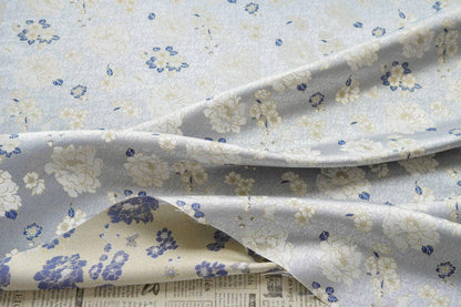 Light Blue Butterfly Camellia Song Brocade Fabric, Yarn-Dyed Floral Jacquard Textile for Qipao, Hanfu, Dresses, Bags and Sewing, 59"Wide