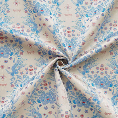 Sparrow Peony Song Brocade Fabric, Yarn-Dyed Floral Bird Jacquard Textile, 2 Colors for Qipao, Hanfu, Dresses and Sewing, 60"Wide