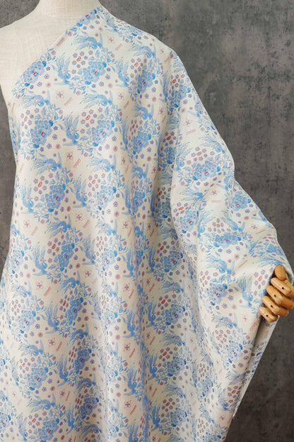 Sparrow Peony Song Brocade Fabric, Yarn-Dyed Floral Bird Jacquard Textile, 2 Colors for Qipao, Hanfu, Dresses and Sewing, 60"Wide