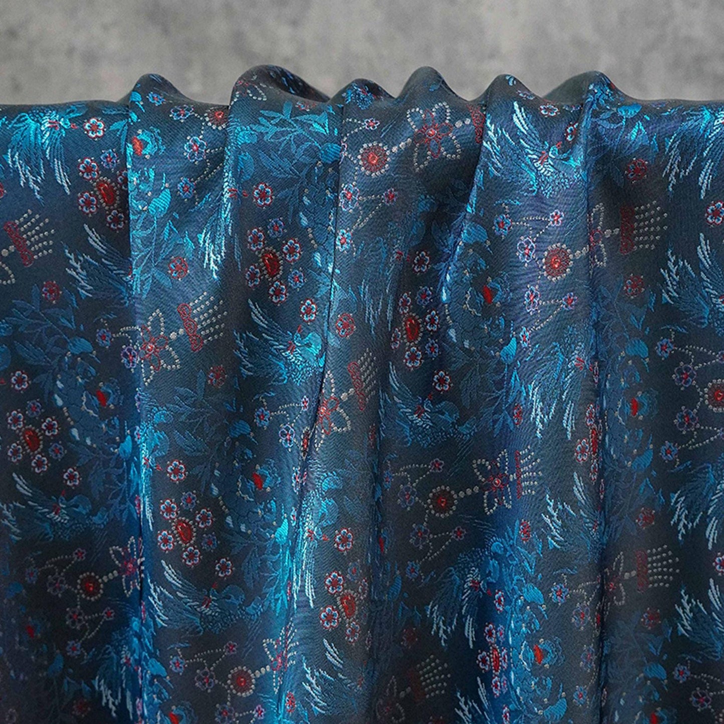 Sparrow Peony Song Brocade Fabric, Yarn-Dyed Floral Bird Jacquard Textile, 2 Colors for Qipao, Hanfu, Dresses and Sewing, 60"Wide