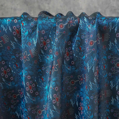 Sparrow Peony Song Brocade Fabric, Yarn-Dyed Floral Bird Jacquard Textile, 2 Colors for Qipao, Hanfu, Dresses and Sewing, 60"Wide