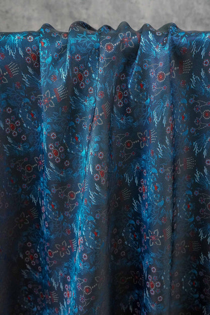 Sparrow Peony Song Brocade Fabric, Yarn-Dyed Floral Bird Jacquard Textile, 2 Colors for Qipao, Hanfu, Dresses and Sewing, 60"Wide