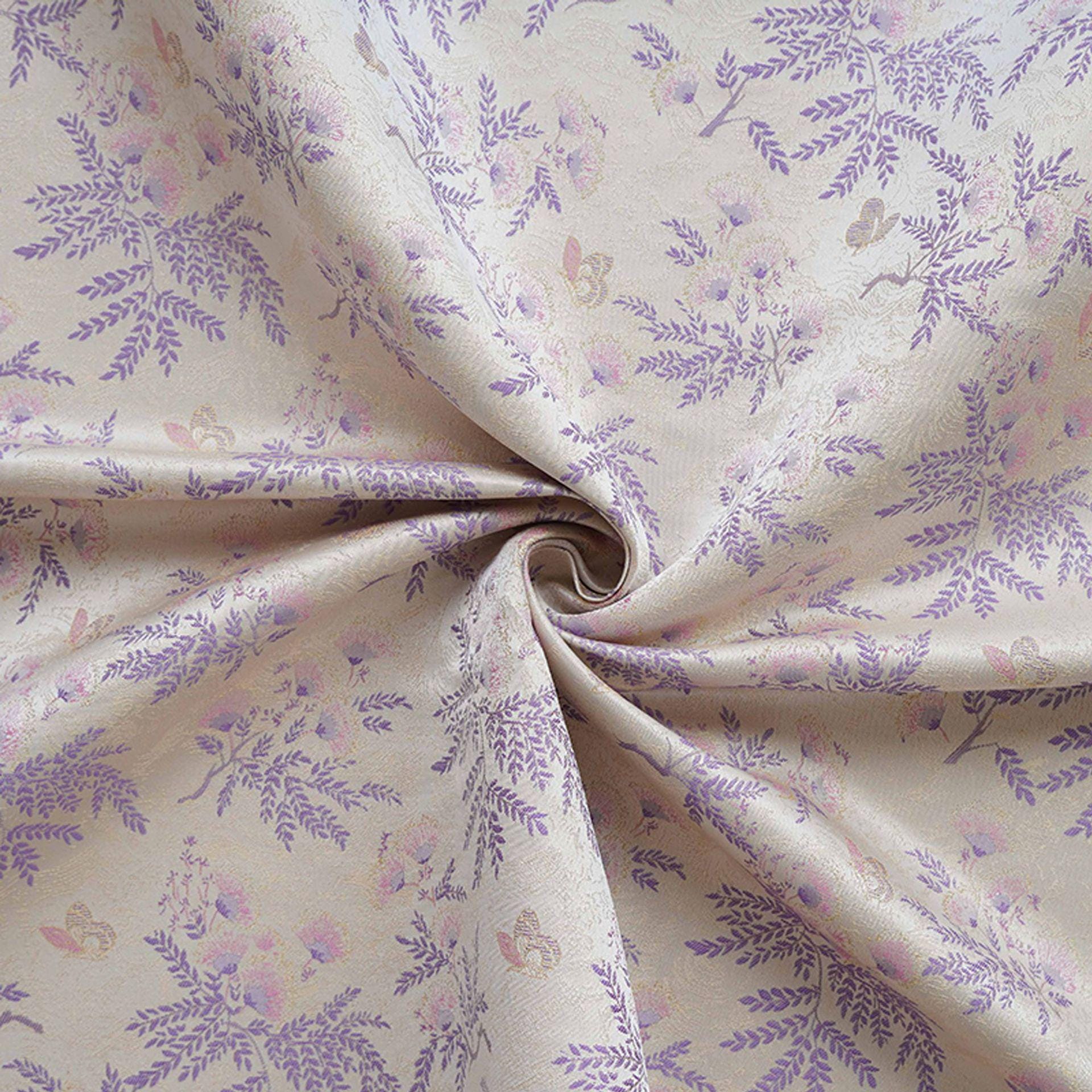 Albizia Butterfly Jacquard Brocade Fabric, Floral Woven Satin Textile for Qipao, Dresses, Jackets, Bags and Sewing Projects, 59"Wide