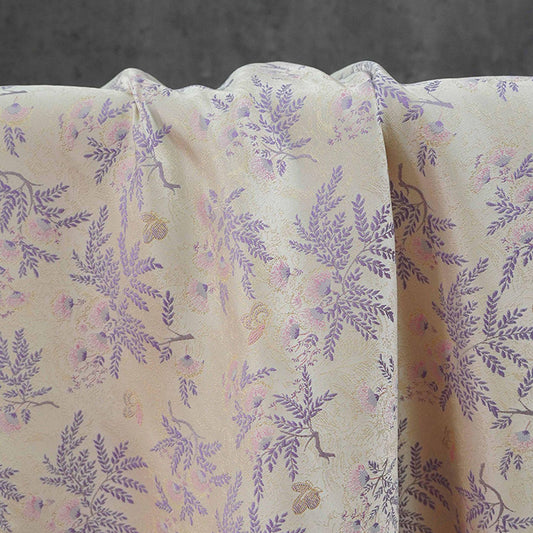 Albizia Butterfly Jacquard Brocade Fabric, Floral Woven Satin Textile for Qipao, Dresses, Jackets, Bags and Sewing Projects, 59"Wide - Poppylollipop