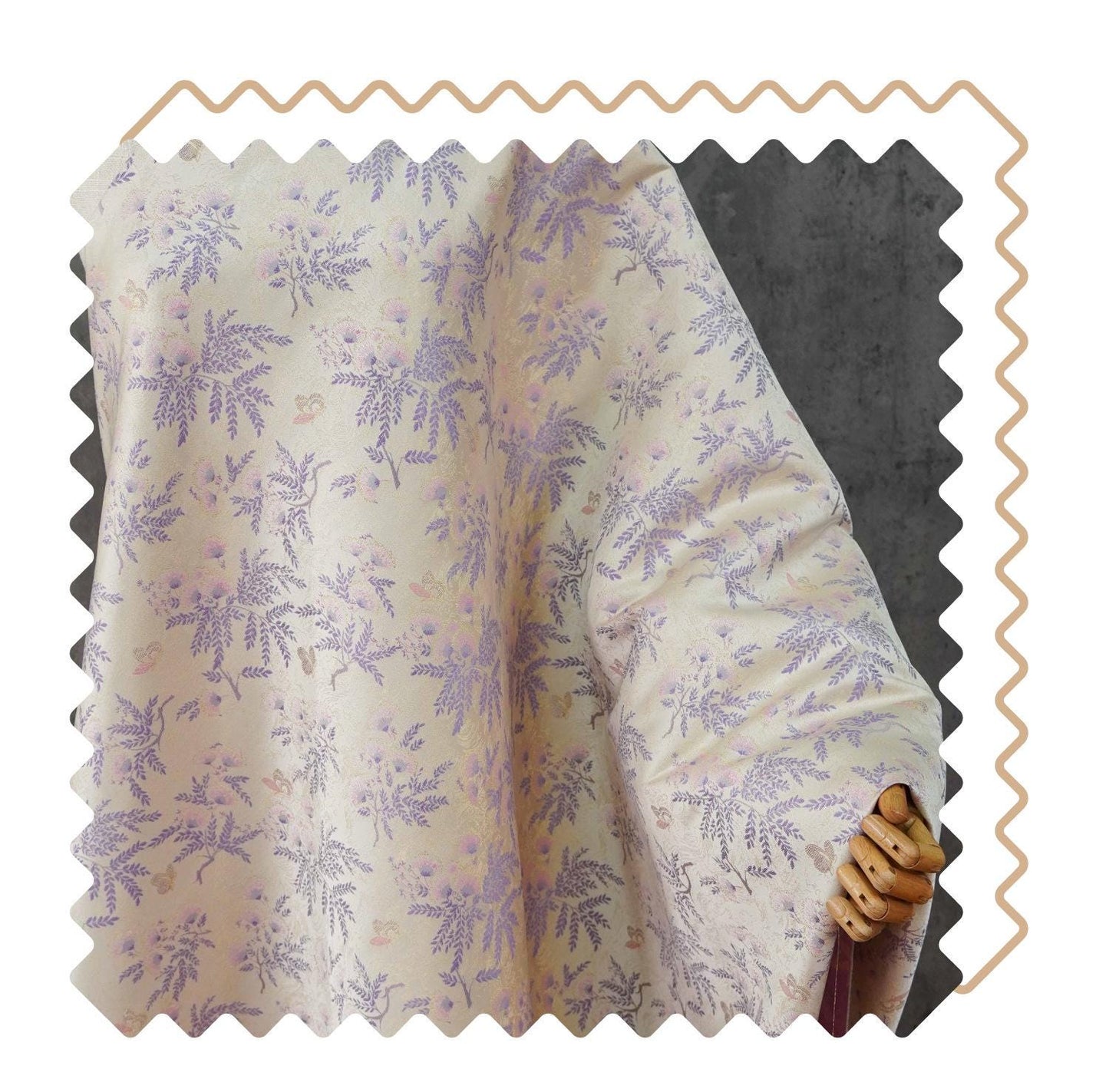 Albizia Butterfly Jacquard Brocade Fabric, Floral Woven Satin Textile for Qipao, Dresses, Jackets, Bags and Sewing Projects, 59"Wide