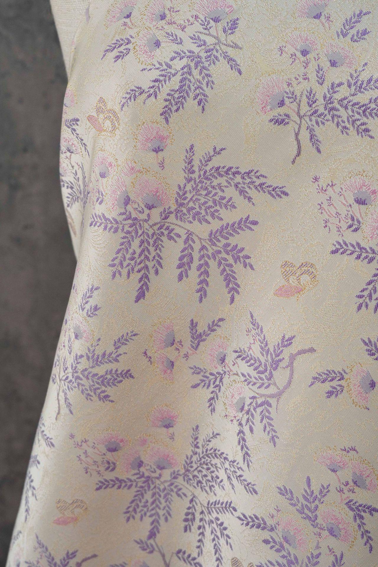 Albizia Butterfly Jacquard Brocade Fabric, Floral Woven Satin Textile for Qipao, Dresses, Jackets, Bags and Sewing Projects, 59"Wide