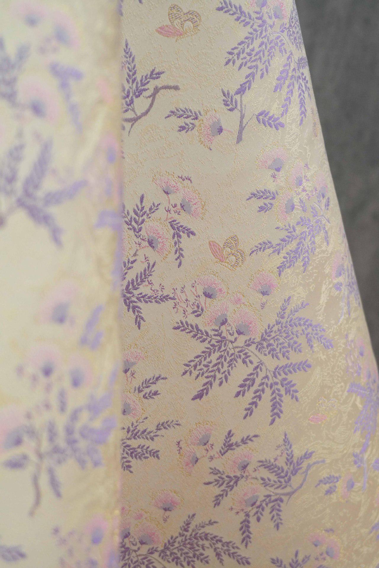 Albizia Butterfly Jacquard Brocade Fabric, Floral Woven Satin Textile for Qipao, Dresses, Jackets, Bags and Sewing Projects, 59"Wide