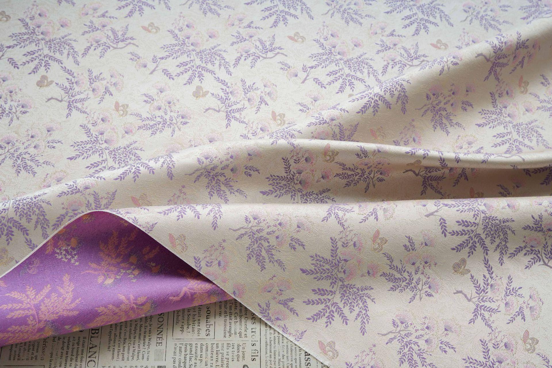 Albizia Butterfly Jacquard Brocade Fabric, Floral Woven Satin Textile for Qipao, Dresses, Jackets, Bags and Sewing Projects, 59"Wide