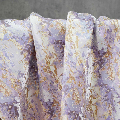 Romantic Gold Metallic Jacquard Brocade Fabric, Lavender Floral Woven Satin Textile for Dress, Qipao, Bridal and Sewing Projects, 59"Wide