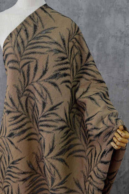 Palm Leaf Jacquard Fabric | Textured Botanical Woven Fabric for Dresses, Jackets, Sewing Projects By Yard, 54"