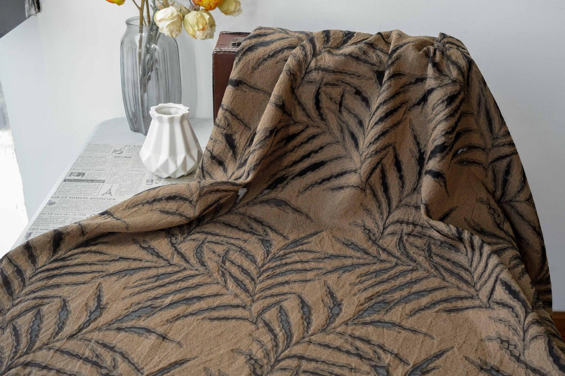Palm Leaf Jacquard Fabric | Textured Botanical Woven Fabric for Dresses, Jackets, Sewing Projects By Yard, 54"