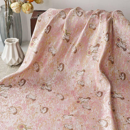 Song Brocade Jacquard Fabric | Gold Thread Cat Sunflower Pattern Textile | Chinese Inspired Woven Fabric By Yard, 59" Wide