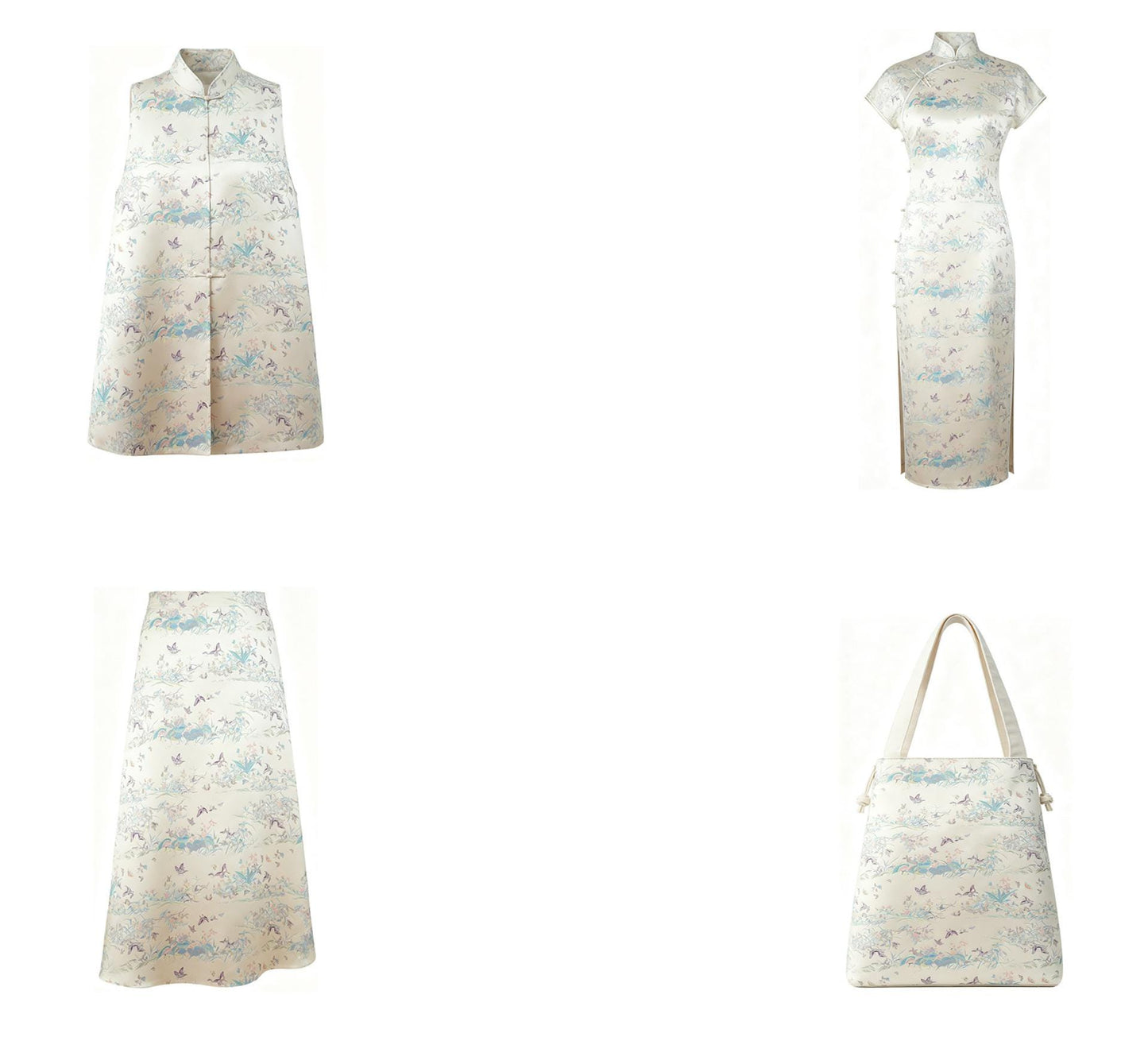 Light Apricot Butterfly Botanical Song Brocade Fabric, Chinese Jacquard Textile for Qipao, Hanfu, Dresses, Bags and Sewing
