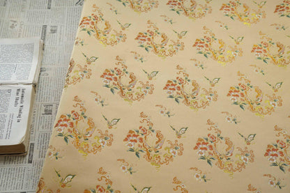 Golden Butterfly Floral Song Brocade Fabric, Gold Thread Jacquard Textile for Qipao, Hanfu, Bags, Decor and Sewing