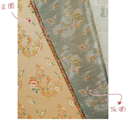 Golden Butterfly Floral Song Brocade Fabric, Gold Thread Jacquard Textile for Qipao, Hanfu, Bags, Decor and Sewing