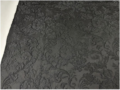 Black Red Yellow 3D Embossed Floral Jacquard Fabric, Structured Textured Textile for Wide-Leg Pants, Trench Coats, Tang Jackets and Sewing