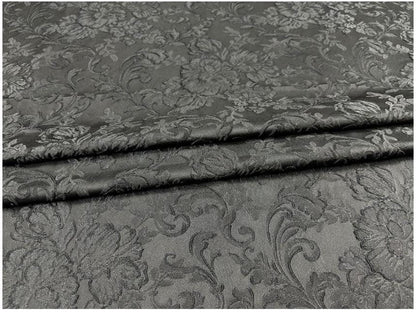 Black Red Yellow 3D Embossed Floral Jacquard Fabric, Structured Textured Textile for Wide-Leg Pants, Trench Coats, Tang Jackets and Sewing