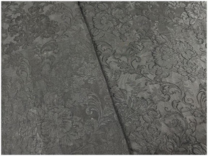 Black Red Yellow 3D Embossed Floral Jacquard Fabric, Structured Textured Textile for Wide-Leg Pants, Trench Coats, Tang Jackets and Sewing