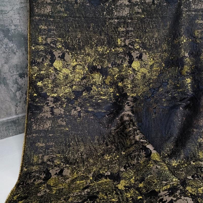 Retro Style Blue Green Metallic Jacquard Fabric, Moss Texture, 81 Polyester 19 Metallic Fiber for Dresses, Jackets and Sewing