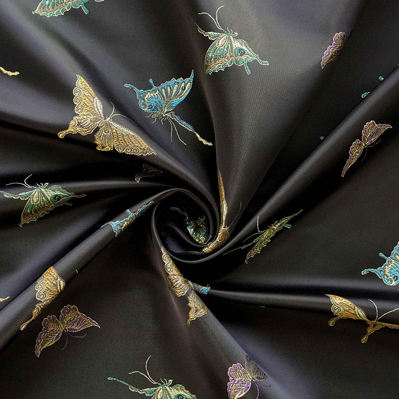 Butterfly Brocade Satin Fabric, Textured Jacquard Textile, Three Color Woven Fabric for Dressmaking, Bags, Decor and Sewing - 59"W