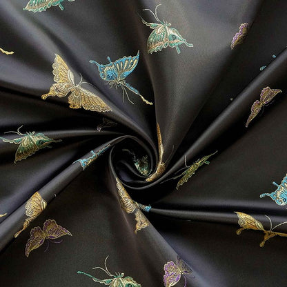 Butterfly Brocade Satin Fabric, Textured Jacquard Textile, Three Color Woven Fabric for Dressmaking, Bags, Decor and Sewing - 59"W