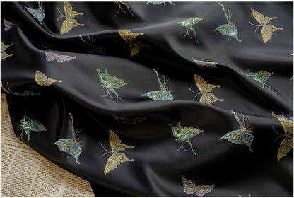 Butterfly Brocade Satin Fabric, Textured Jacquard Textile, Three Color Woven Fabric for Dressmaking, Bags, Decor and Sewing - 59"W