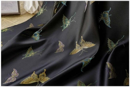 Butterfly Brocade Satin Fabric, Textured Jacquard Textile, Three Color Woven Fabric for Dressmaking, Bags, Decor and Sewing - 59"W