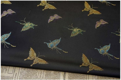Butterfly Brocade Satin Fabric, Textured Jacquard Textile, Three Color Woven Fabric for Dressmaking, Bags, Decor and Sewing - 59"W