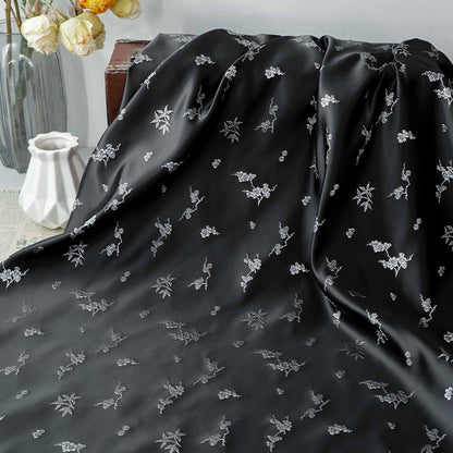 Plum Blossom Bamboo Satin Jacquard Fabric, Lustrous Woven Textile, Multiple Colors for Dressmaking, Qipao, Bags and Home Decor, 65"W