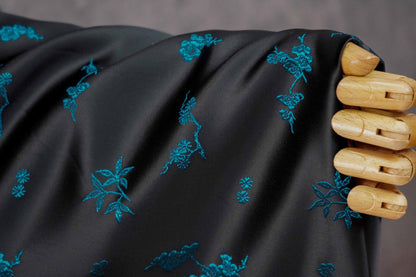 Plum Blossom Bamboo Satin Jacquard Fabric, Lustrous Woven Textile, Multiple Colors for Dressmaking, Qipao, Bags and Home Decor, 65"W