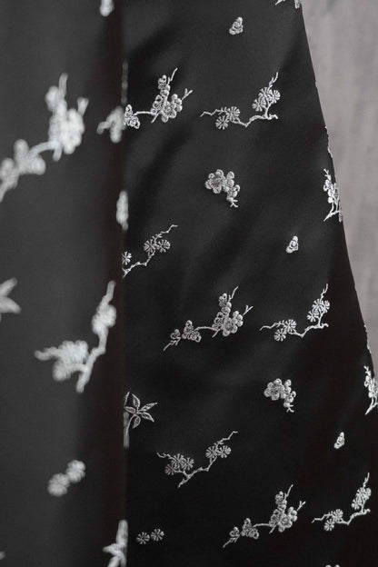 Plum Blossom Bamboo Satin Jacquard Fabric, Lustrous Woven Textile, Multiple Colors for Dressmaking, Qipao, Bags and Home Decor, 65"W