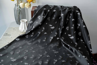 Plum Blossom Bamboo Satin Jacquard Fabric, Lustrous Woven Textile, Multiple Colors for Dressmaking, Qipao, Bags and Home Decor, 65"W