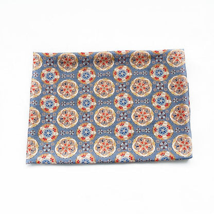 Blue Ornamental Medallion Print Cotton Fabric, Baoxiang Floral Textile for Dresses, Quilting, Bags, Crafts and Sewing (59 inch)