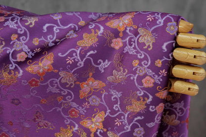 Butterfly Vine Song Brocade Fabric, Gold Thread Jacquard Textile for Qipao, Hanfu, Dresses, Bags and Sewing, 59"Wide