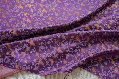 Butterfly Vine Song Brocade Fabric, Gold Thread Jacquard Textile for Qipao, Hanfu, Dresses, Bags and Sewing, 59"Wide