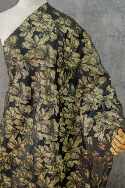 Vintage-Style 3D Embossed Floral Fabric, Black Large Flower Textile, 2 Colors for Wedding Dress, Gown, Fashion and Sewing, 65"wide