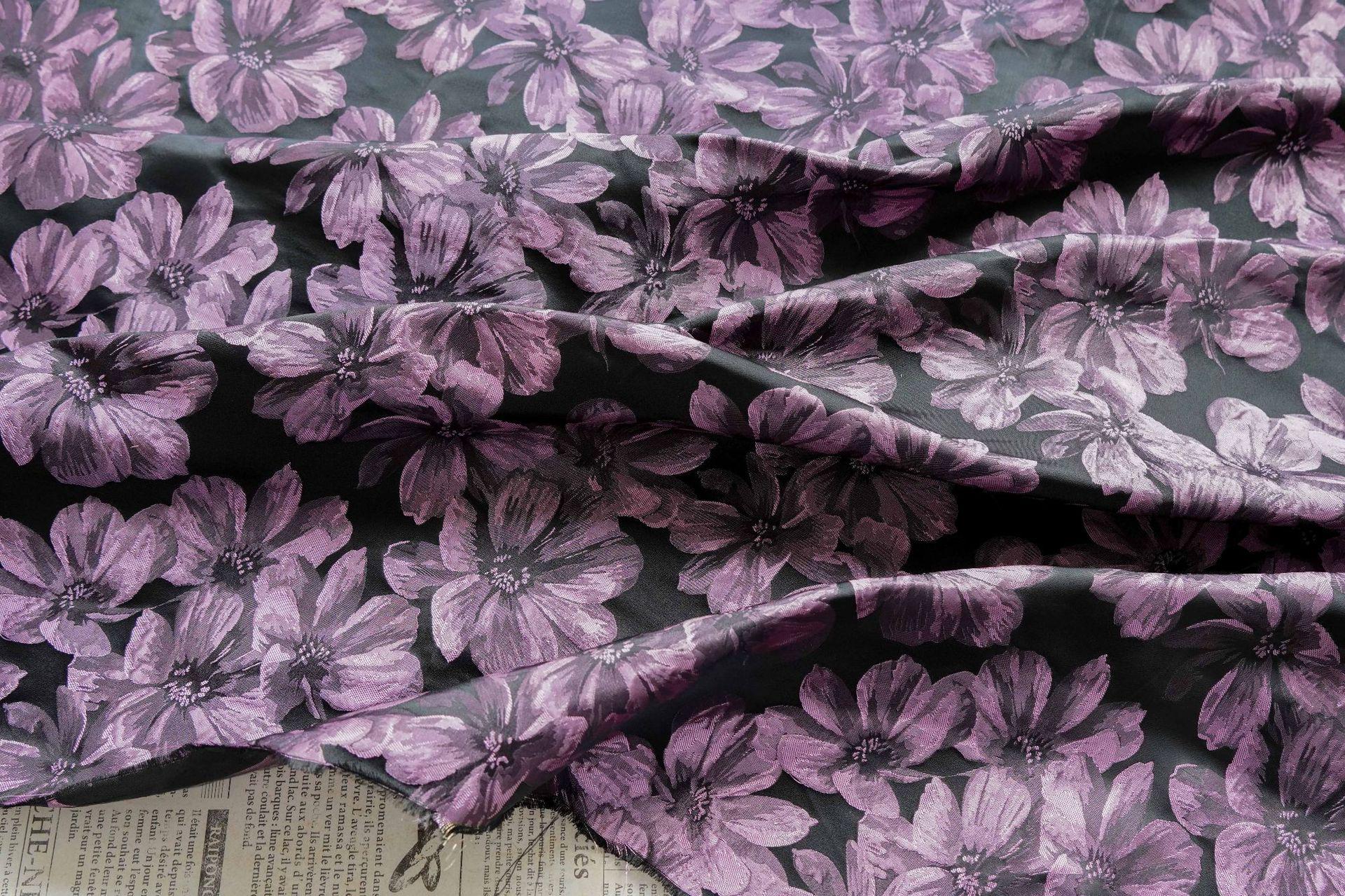 Vintage-Style 3D Embossed Floral Fabric, Black Large Flower Textile, 2 Colors for Wedding Dress, Gown, Fashion and Sewing, 65"wide