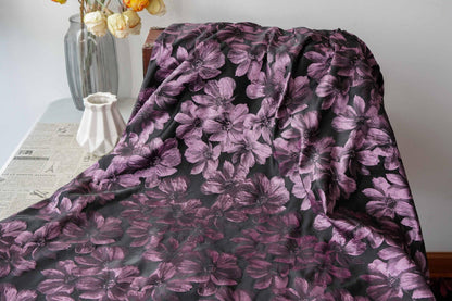 Vintage-Style 3D Embossed Floral Fabric, Black Large Flower Textile, 2 Colors for Wedding Dress, Gown, Fashion and Sewing, 65"wide