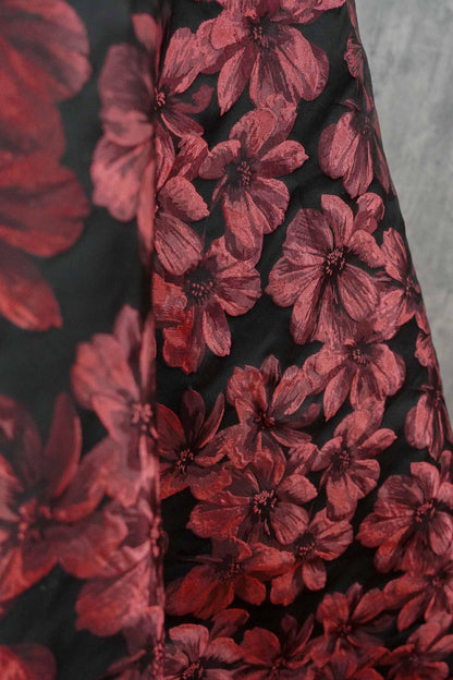 Vintage-Style 3D Embossed Floral Fabric, Black Large Flower Textile, 2 Colors for Wedding Dress, Gown, Fashion and Sewing, 65"wide