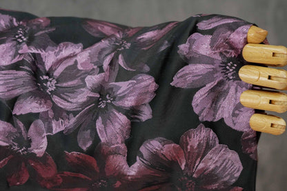Vintage-Style 3D Embossed Floral Fabric, Black Large Flower Textile, 2 Colors for Wedding Dress, Gown, Fashion and Sewing, 65"wide