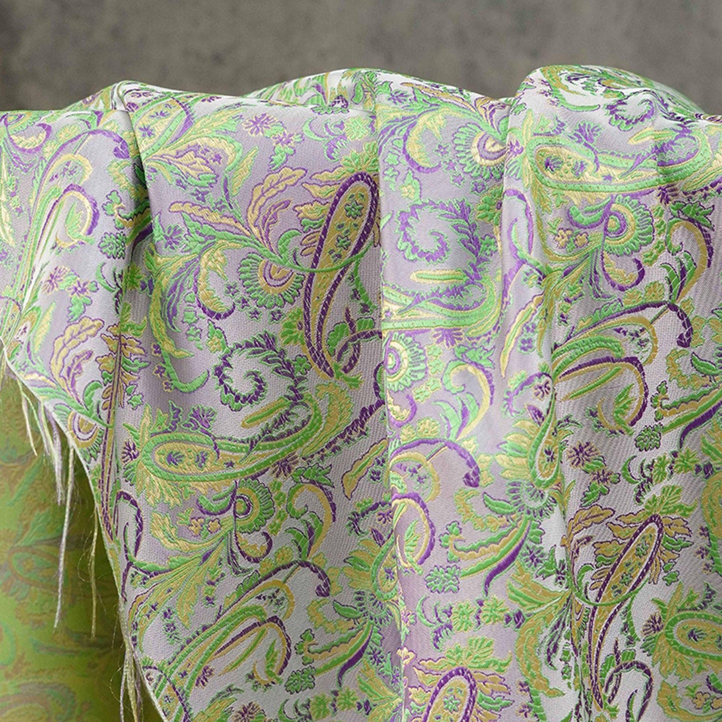 Paisley Brocade Satin Fabric, Scroll Floral Jacquard Textile, Decorative Woven Fabric for Dressmaking, Bags, Sewing and Home Decor, 58"Wide