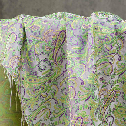 Paisley Brocade Satin Fabric, Scroll Floral Jacquard Textile, Decorative Woven Fabric for Dressmaking, Bags, Sewing and Home Decor, 58"Wide
