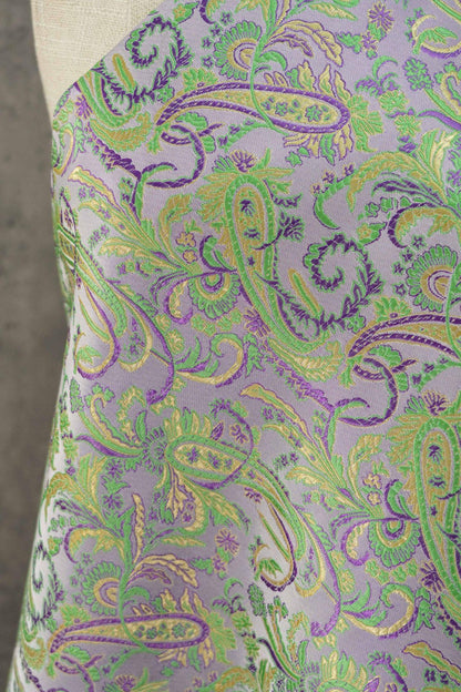 Paisley Brocade Satin Fabric, Scroll Floral Jacquard Textile, Decorative Woven Fabric for Dressmaking, Bags, Sewing and Home Decor, 58"Wide