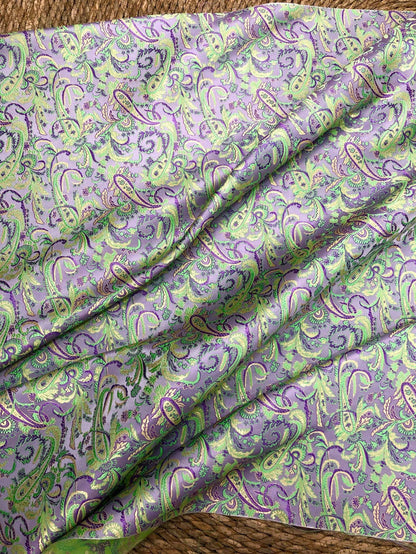 Paisley Brocade Satin Fabric, Scroll Floral Jacquard Textile, Decorative Woven Fabric for Dressmaking, Bags, Sewing and Home Decor, 58"Wide