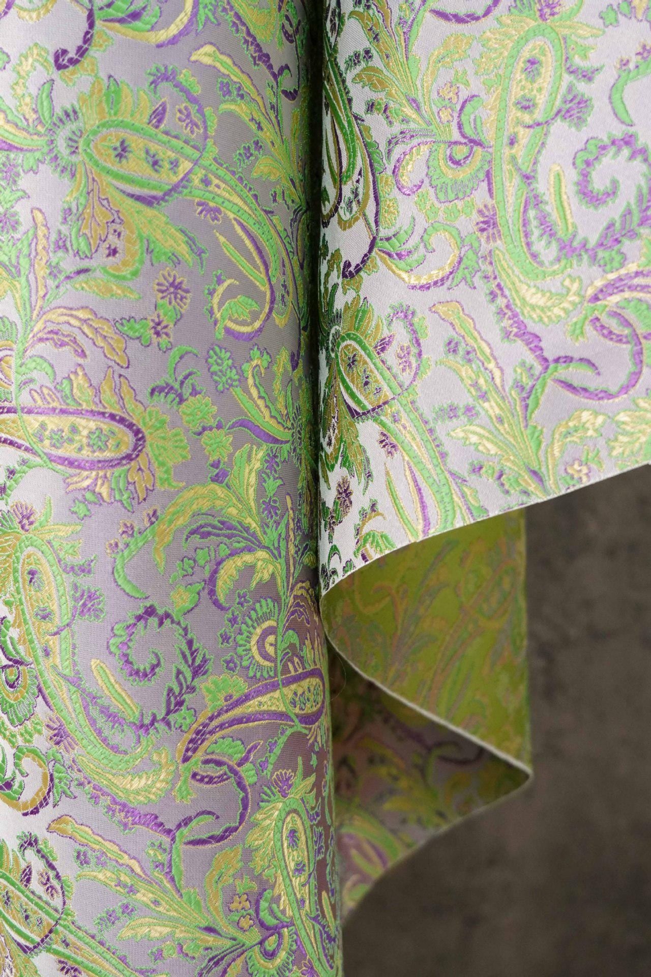 Paisley Brocade Satin Fabric, Scroll Floral Jacquard Textile, Decorative Woven Fabric for Dressmaking, Bags, Sewing and Home Decor, 58"Wide