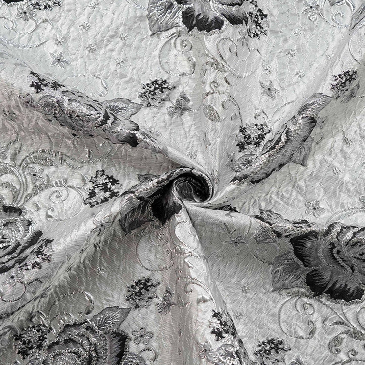 3D Embossed Floral Yarn-Dyed Fabric, Ornate Woven Textile for Dresses, Jackets, Bags, Home Decor and Sewing, 58"Wide
