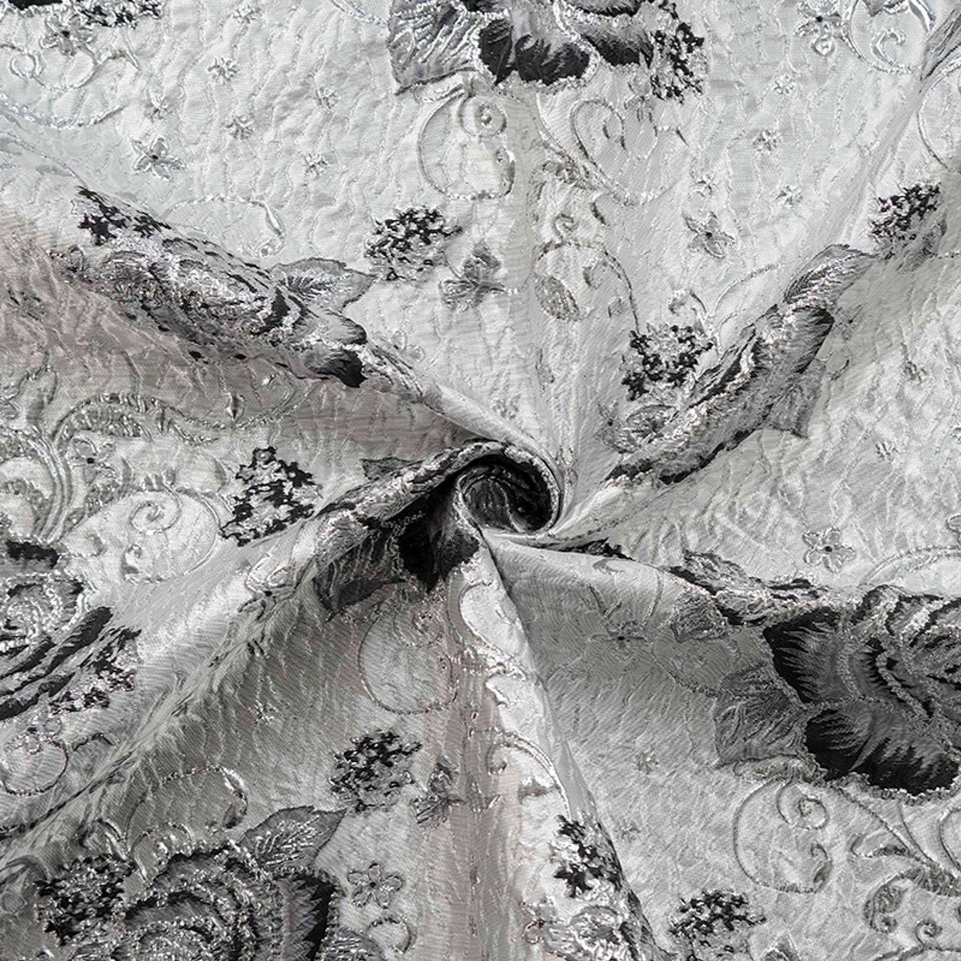 3D Embossed Floral Yarn-Dyed Fabric, Ornate Woven Textile for Dresses, Jackets, Bags, Home Decor and Sewing, 58"Wide