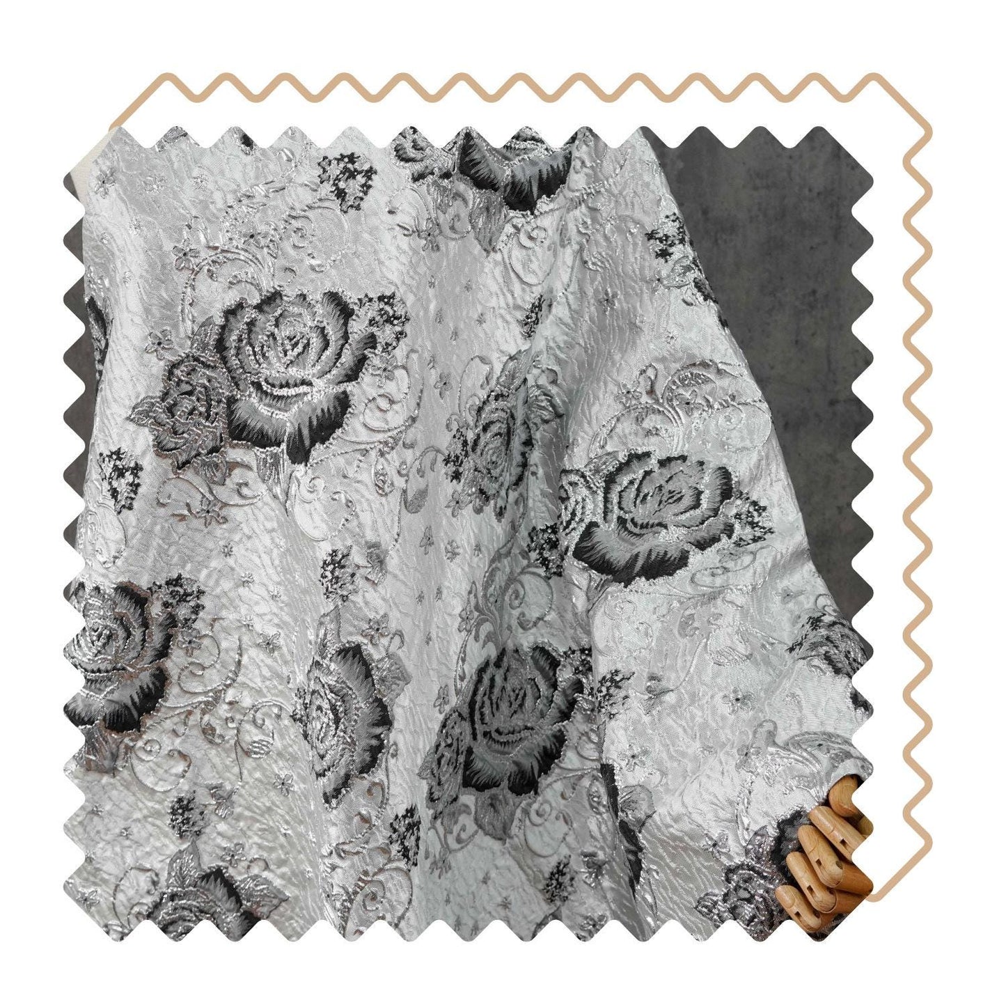 3D Embossed Floral Yarn-Dyed Fabric, Ornate Woven Textile for Dresses, Jackets, Bags, Home Decor and Sewing, 58"Wide
